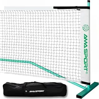 AMA SPORT Portable Pickleball Net System Regulation Size Net 22FT for Indoor and Outdoor-Designed for All Weather Conditions-Powder Coated Steel Post-600D Driveway Bag