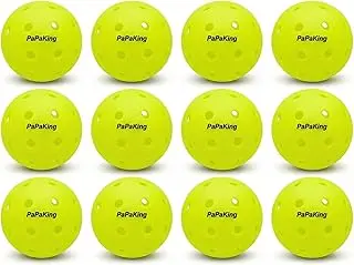 12 Pack Premium Pickleball Balls, Outdoor 40 Holes Pickleballs, High Visibility, Perfectly Balanced with High Bounce True Flight, Seamless Roto-Molded Crack-Resistant Design