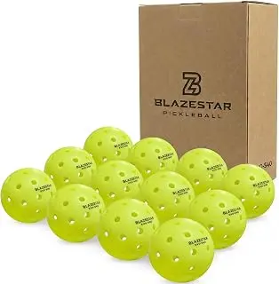 X Blazestar Pickleball Balls 12 Pack, 40 Holes Outdoor Pickleball, 1 Piece Rotation Molding，USAPA Standard