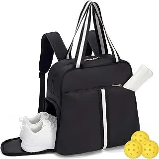 Pickleball Bag for Women Men, Large Pickleball Backpack with Shoe Compartment, Pickle Ball Bag with Paddle Cover Pocket Holds 2 Paddles pickleball paddle