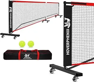 Hoverphenix Portable Pickleball Net for Driveway, 22FT Regularion Size Pickle Ball Net Set for Indoor and Outdoor Use, Weather Resistant Metal Frame