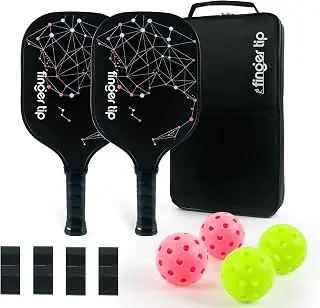 2 Pack Pickleball Paddles, Pickleball Bag Set with Accessories, Fiberglass Surface Pickle Ball Rackets for Men, Women, Kids
