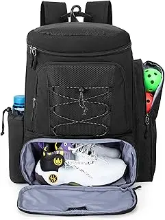 GOBUROS Pickleball Paddle Bag Backpack for 4 Rackets with Fence Hook, Pickleball Equipment Bag with Shoe Compartment for Men Women, Bag Only