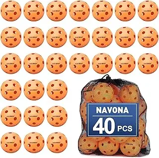 Navona 40 Pack Premium 26-Holes Orange Indoor Pickleball Balls, Meet USAPA Official Requirement, Perfectly Balanced, High Bounce True Flight, Durable Indoor Pickleball Set