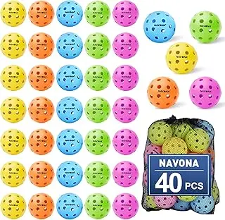 Navona 1 Pack Premium 40-Holes Outdoor Pickleball Balls, Durable Pickleball Balls Outdoor, Perfectly Balanced, High Bounce True Flight
