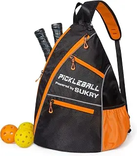SUKRY Pickleball Bag Sling backpack with Water Bottle Holder for Men and Women Pickle ball Accessories Water-Resistant Sprot Bag