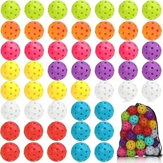 SAYAYA 24/50 Pack Outdoor Pickleball Balls Premium High Visibility Pickleballs Stable Flight & Consistent Bounce 40 Holes Pickle Balls with Mesh Bag for Beginners, Tournaments, Family & Outdoor Play