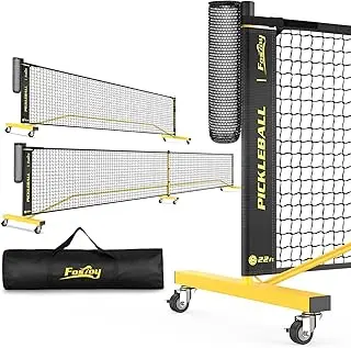 Pickleball Net with Wheels, Portable 2-in-1 Pickle Ball Net with Ball Collector,22FT Regulation Size & 11FT Half Court Size, Carry Bag, Steady Metal Frame for Outdoor Indoor Driveway