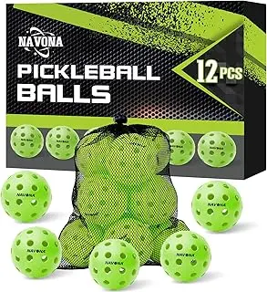 Navona 12 Pack Premium 40-Holes Green Outdoor Pickleball Balls, Meet USAPA Official Requirement, Pickleball Ball Outdoor, High Bounce True Flight, Durable Pickle Ball Set