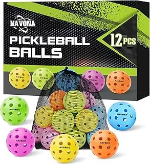 Navona 12 Pack Premium 40-Holes Colorful Outdoor Pickleball Balls, Meet USAPA Official Requirement, Perfectly Balanced, High Bounce True Flight, Durable Outdoor Pickleball Set