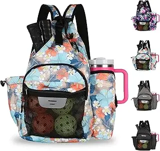 ZOEA Pickleball Backpack Bag for Men Women, Fits 40oz Tumbler, Holds 4 Paddles with Fence Hook, Waterproof Reflective, 7 Pockets Convertible Straps pickleball paddle