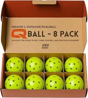 QRANC Pickleball Balls Indoor & Outdoor USAPA Approved, 40 Holes Per Ball, 8 Pack, Neon Green, Pickle Ball Gear Accessories