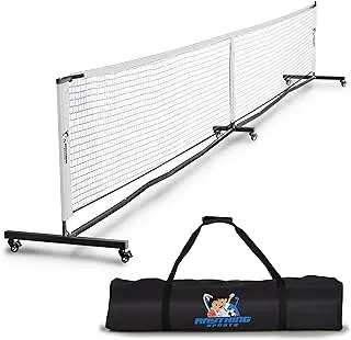 Deluxe Heavy Duty Pickleball Net with Wheels – Regulation Size Portable Net System with Lockable Wheels & Wheeled Carry Case | Tournament-Ready, Fast Setup | Backyard, Driveway, Gym & Court Use